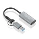 Conversor Aluminio USB-A+USB-C A HDMI 1080P@60Hz, USB-A/M+USB-C/M-HDMI/H, Gris, 15cm